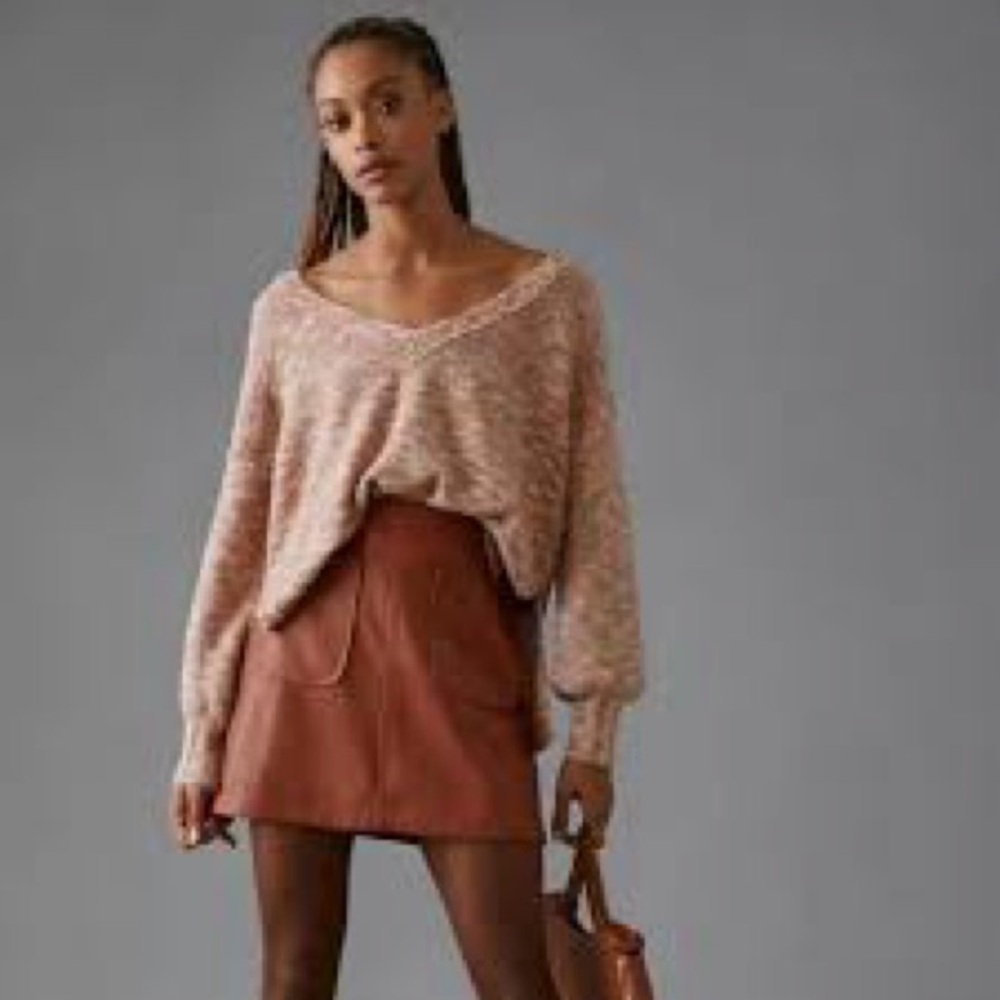 Anthro XS Pilcro Deep-V Sweater